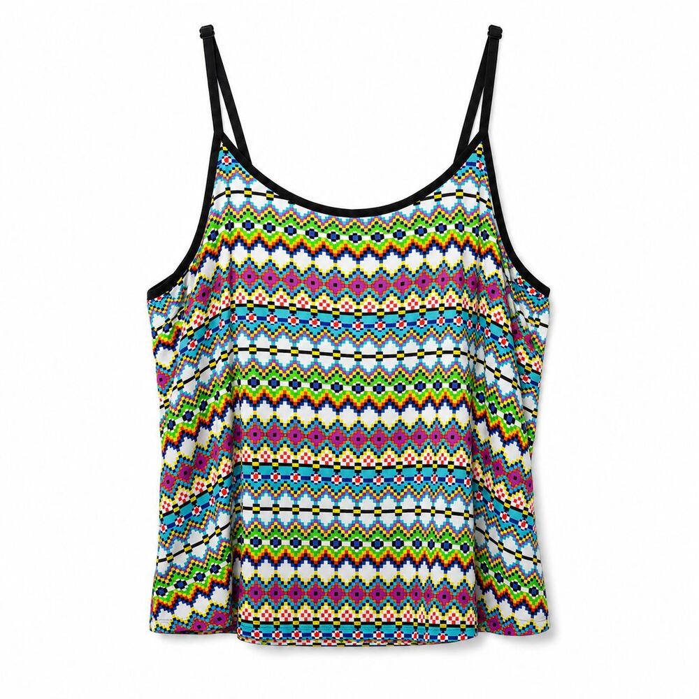 Paper Tee Tank Top Women's Size L Multicolor Geometric Adjustable Strap Cami